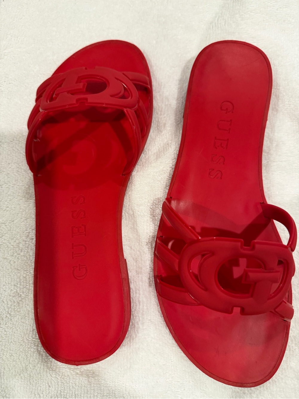 GUESS Red Logo Jelly Slide Sandals